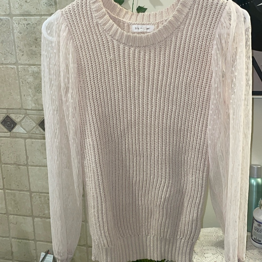 Blu Pepper, knit sweater with mesh sleeves, like new, Size S